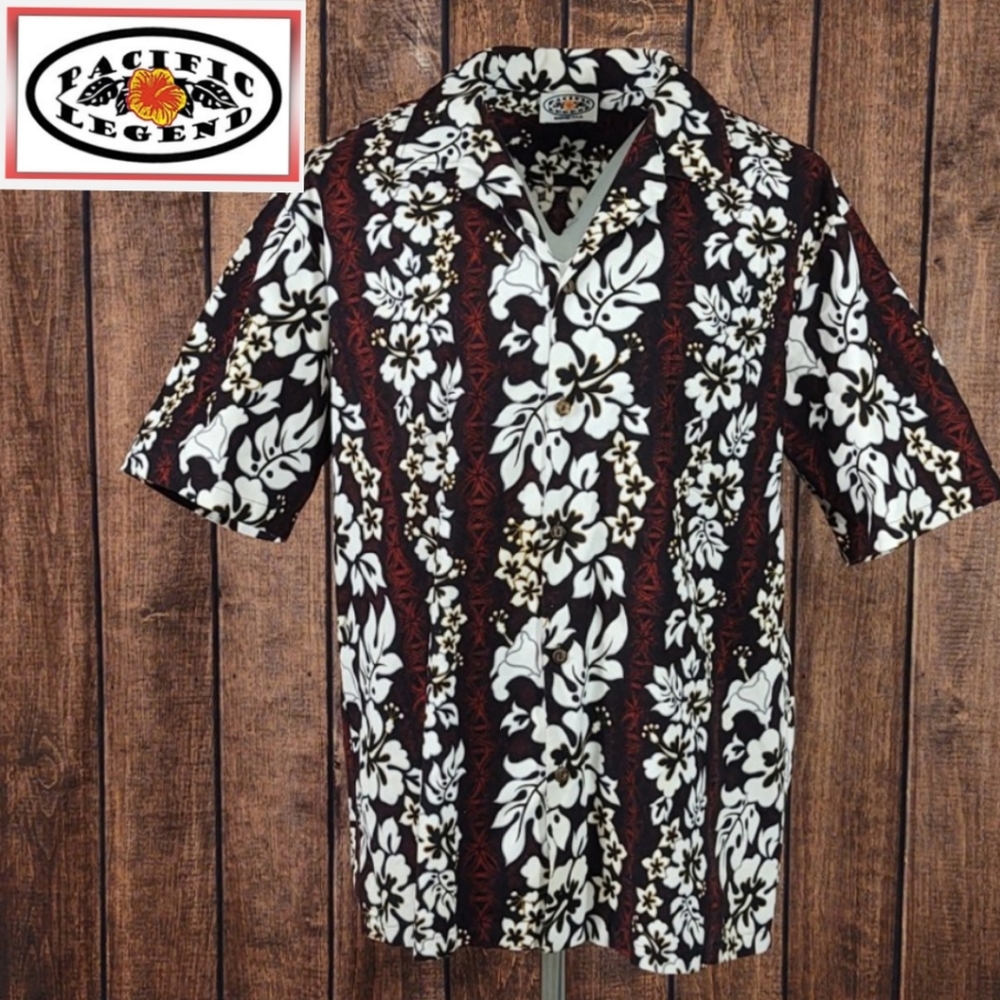 Vtg Pacific Legend Hibiscus Mens Hawaiian Camp Shirt Like New